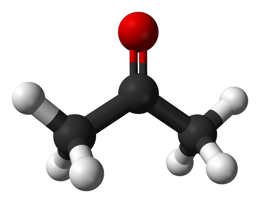 Ball and stick model of acetone